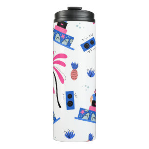 Joyful DJ, tropical beach pattern. Thermal Tumbler