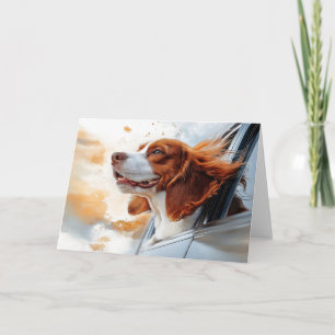 Joyful Dog in the Wind Art Print Card