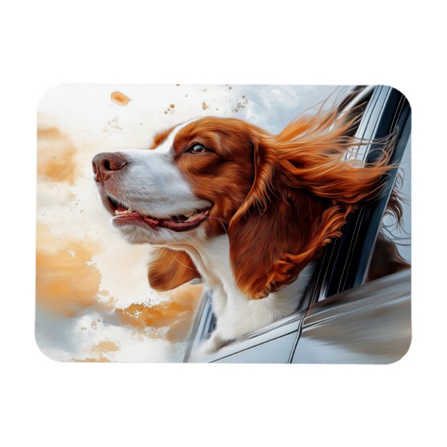 Joyful Dog in the Wind Art Print Magnet (Horizontal)