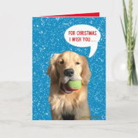 Joyful Dog With Ball Christmas Card