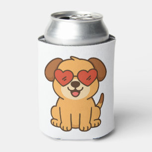 Joyful Dog with Heart Sunglasses, Pet Lover design Can Cooler