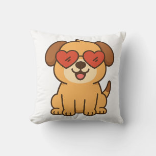 Joyful Dog with Heart Sunglasses, Pet Lover design Cushion