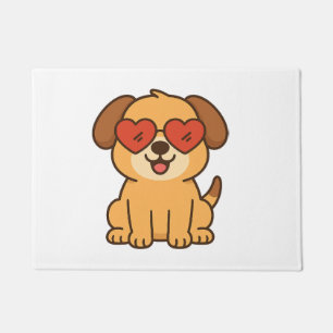 Joyful Dog with Heart Sunglasses, Pet Lover design Doormat