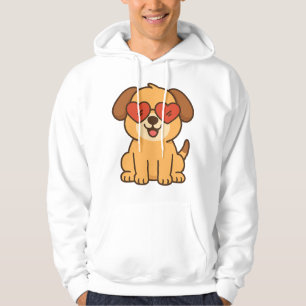 Joyful Dog with Heart Sunglasses, Pet Lover design Hoodie