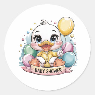 Joyful Duckling Baby Shower Classic Round Sticker