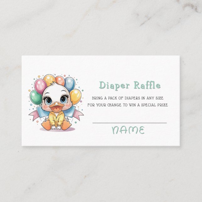Joyful Duckling Diaper Raffle Business Card (Front)