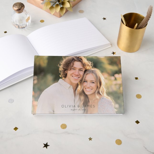 Joyful Earthy Contemporary Photo Guest Book (Front Open)