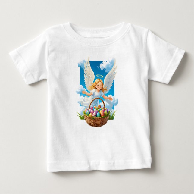 Joyful Easter Angel with Basket Baby T-Shirt (Front)