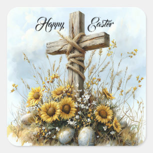Joyful Easter Blessings Square Sticker