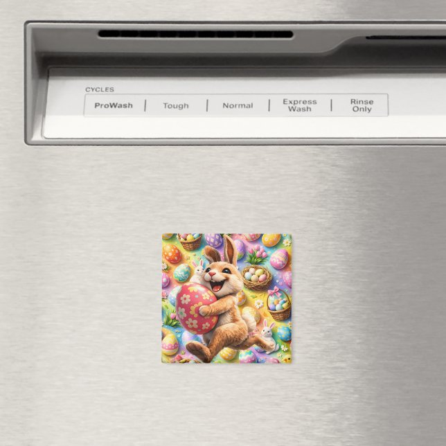 Joyful Easter bunny and floral egg decorative mag Magnet (In Situ (Dishwasher))
