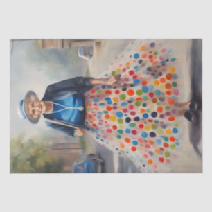 Joyful Elegance: Old Lady in Colourful Tulle Skirt Tissue Paper