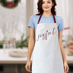 Joyful Elegant Burgundy Calligraphy Apron<br><div class="desc">Joyful Elegant Burgundy Calligraphy with burgundy straps. All colours can be changed as required.</div>