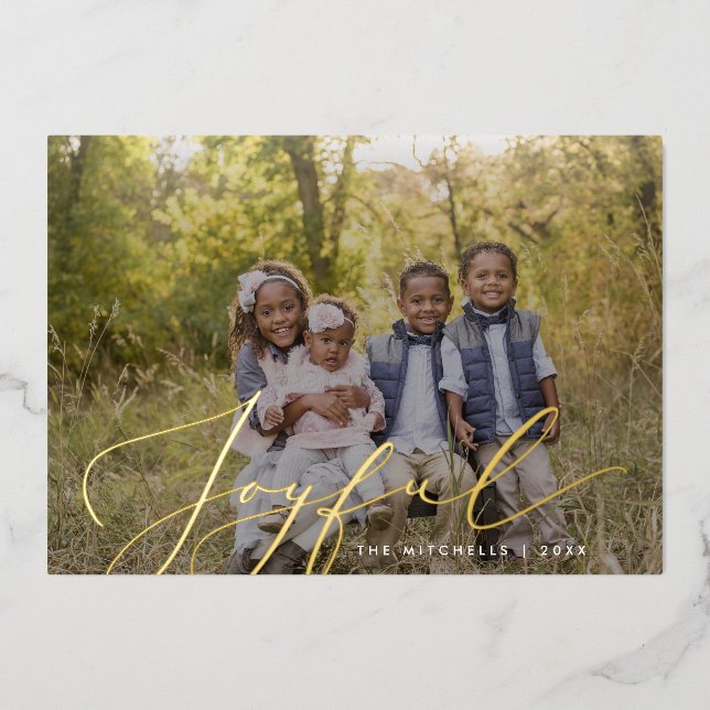 Joyful Elegant Calligraphy Overlay Photo (Front)