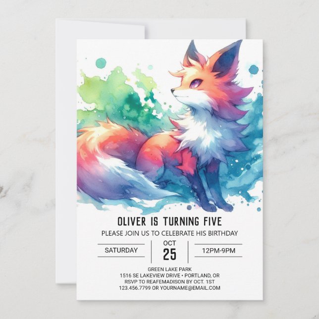 Joyful Elegant Fox Birthday  Invitation (Front)
