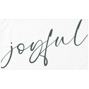 Joyful Elegant Green Calligraphy White Tablecloth