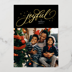 Joyful elegant one photo black gold Christmas