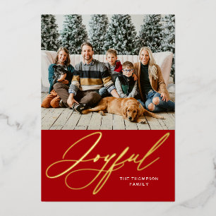 Joyful Elegant Personalised Gold Red Photo