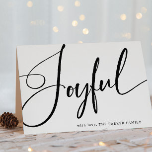 Joyful Elegant Script on Red Holiday Card