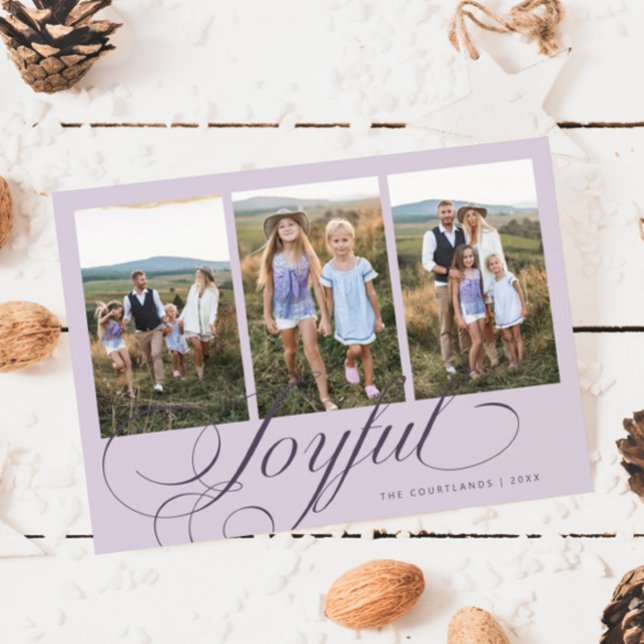 Joyful Elegant Script Purple Multi Photo Holiday (Creator Uploaded)