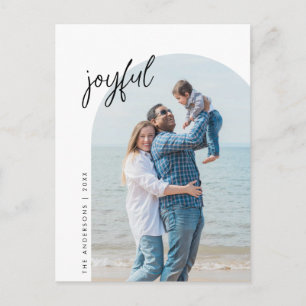 Joyful, Family Photo, Arch Frame, Greeting Postcard