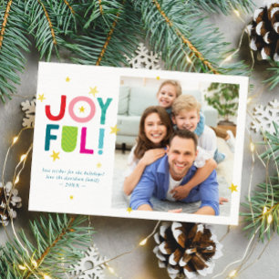JOYFUL FAMILY PHOTO bold fun colourful typography Holiday Card