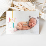 JOYFUL FAMILY PHOTO colourful typography modern Holiday Card<br><div class="desc">by kat massard >>> WWW.SIMPLYSWEETPAPERIE.COM <<< An elegant card design featuring the quote "JOYFUL" with combined elegant script type with serif typography,  and plain colour on the backside,  giving you the opportunity to handwrite a personal message. With trendy edged square shaped photo on the front for your favourite photo!</div>