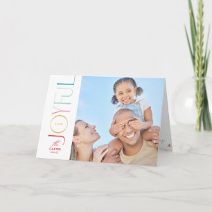 JOYFUL FAMILY PHOTO modern elegant icon colourful Holiday Card