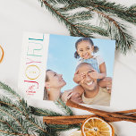 JOYFUL FAMILY PHOTO modern elegant icon colourful Holiday Card<br><div class="desc">by kat massard >>> WWW.SIMPLYSWEETPAPERIE.COM <<< An elegant card design featuring the quote "JOYFUL" with combined elegant script type with serif typography,  and fun pattern on the backside,  giving you the opportunity to handwrite a personal message. With trendy edged square shaped photo on the front for your favourite photo!</div>