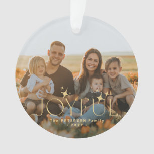 Joyful family two photos double sided Christmas Ornament