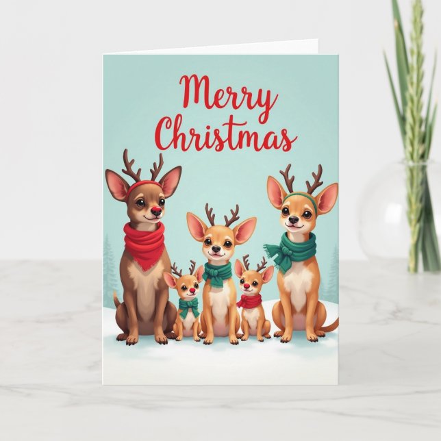 Joyful Fawn Dogs Christmas Card (Front)