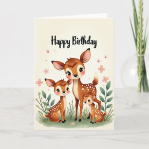 Joyful Fawn Family Birthday Card