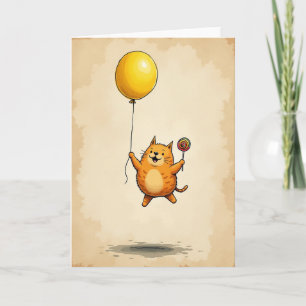 Joyful Feline Balloon Card
