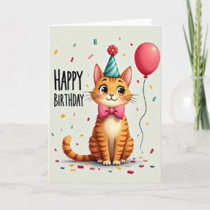 Joyful Feline Illustration Card