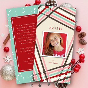 Joyful Festive Colourful & Fun Ribbon Stripes Phot Holiday Card