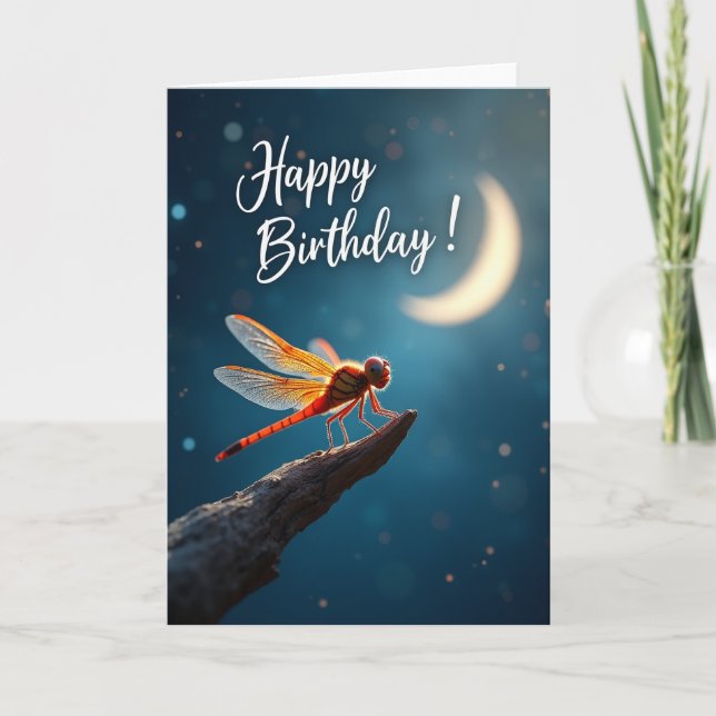 Joyful Fiery Insect Moonlit Card (Front)