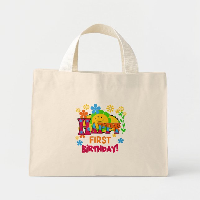 Joyful First Birthday T-shirts and Gifts Mini Tote Bag (Front)