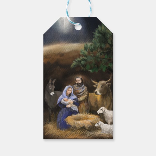 Joyful first Christmas nativity  Gift Tags (Front)