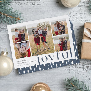 Joyful Five   Holiday Photo Collage Card   Slate