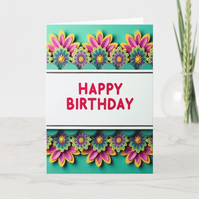 Joyful Floral Art Birthday Card (Front)