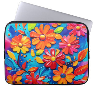 Joyful Floral Painting Laptop Sleeve