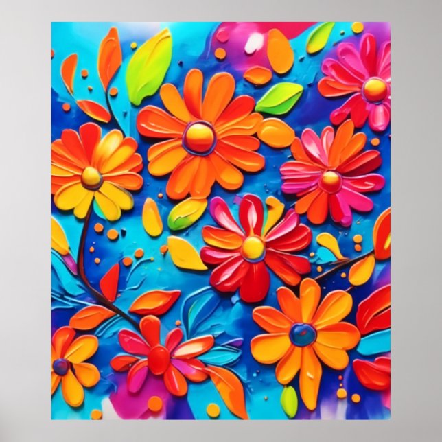 Joyful Floral Painting Poster (Front)