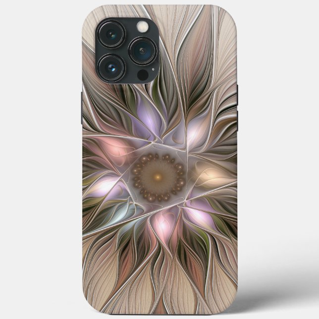 Joyful Flower Abstract Beige Brown Floral Fractal Case-Mate iPhone Case (Back)