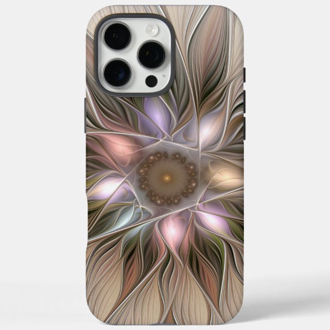Joyful Flower Abstract Beige Brown Floral Fractal Case-Mate iPhone Case (Back)