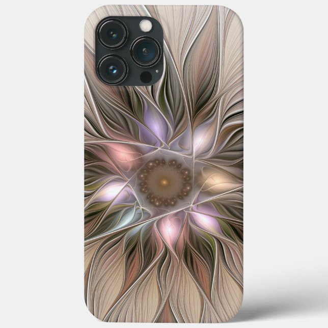 Joyful Flower Abstract Beige Brown Floral Fractal Case-Mate iPhone Case (Back)