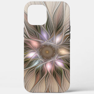Joyful Flower Abstract Beige Brown Floral Fractal iPhone 12 Pro Max Case