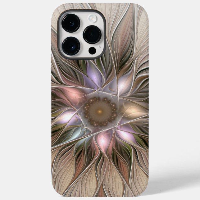 Joyful Flower Abstract Beige Brown Floral Fractal Case-Mate iPhone Case (Back)