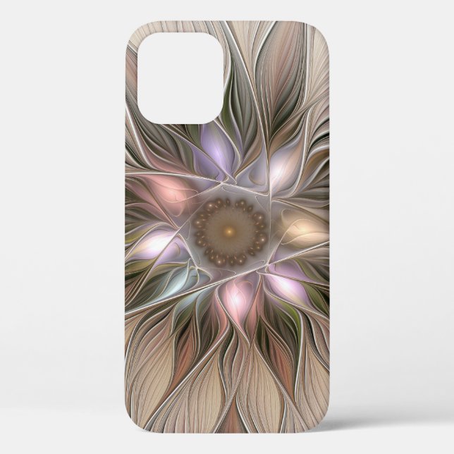 Joyful Flower Abstract Beige Brown Floral Fractal Case-Mate iPhone Case (Back)