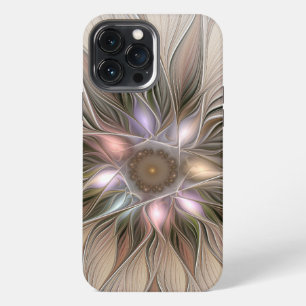 Joyful Flower Abstract Beige Brown Floral Fractal iPhone 13 Pro Max Case