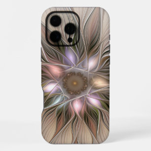 Joyful Flower Abstract Beige Brown Floral Fractal iPhone 16 Pro Max Case