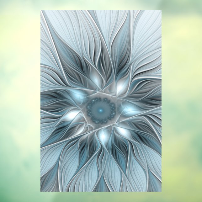 Joyful Flower Abstract Blue Grey Floral Fractal (Sheet 3)